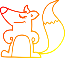 warm gradient line drawing of a cartoon fox png