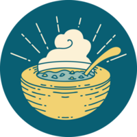 icon of a tattoo style bowl of soup png