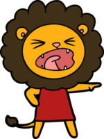 dessin animé lion en colère en robe png