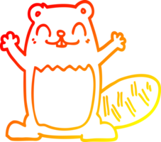 warm gradient line drawing of a cartoon beaver png