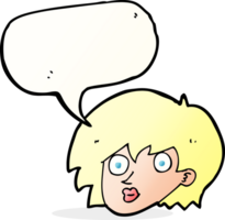 cartoon surprised female face with speech bubble png