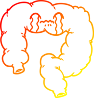 warm gradient line drawing of a cartoon colon png