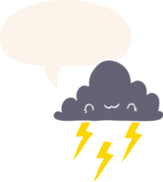 cartoon storm cloud with speech bubble in retro style png