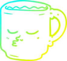 cold gradient line drawing of a cartoon coffee mug png