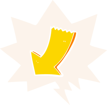 cartoon pointing arrow with speech bubble in retro style png