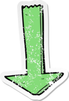 distressed sticker of a cartoon pointing arrow png