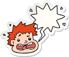 cartoon frightened face with speech bubble sticker png