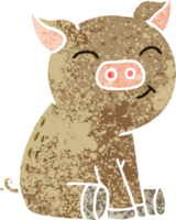 retro illustration style quirky cartoon pig png