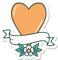 adesivo de tatuagem em estilo tradicional de um coração e banner png