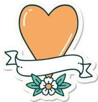 sticker of tattoo in traditional style of a heart and banner png