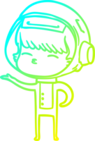 cold gradient line drawing of a cartoon curious astronaut png