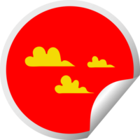 circular peeling sticker cartoon of a cloud png