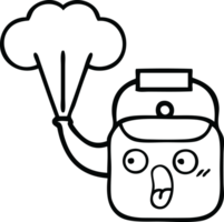 line drawing cartoon of a steaming kettle png