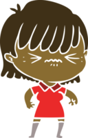 annoyed flat color style cartoon girl png