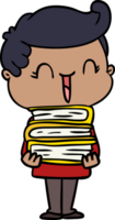 cartoon laughing boy carrying books png