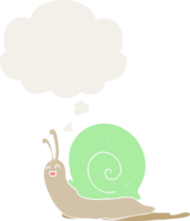 cartoon snail with thought bubble in retro style png