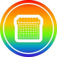 mensuel calendrier circulaire icône avec arc en ciel pente terminer png