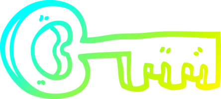 cold gradient line drawing of a cartoon gold key png