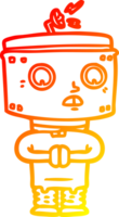 warm gradient line drawing of a cartoon robot png