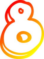 warm gradient line drawing of a cartoon number eight png