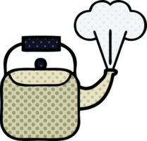 comic book style cartoon of a steaming kettle png