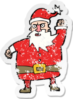 pegatina retro angustiada de una caricatura de santa claus png