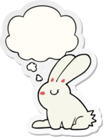 cartone animato coniglio con pensato bolla come un' stampato etichetta png