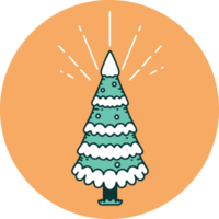 icon of a tattoo style snow covered pine tree png