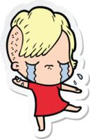 sticker of a cartoon crying girl png