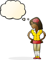 cartoon intelligent woman with thought bubble png