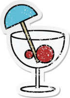 distressed sticker of a cute cartoon fancy cocktail png