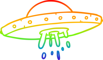 Regenbogen Gradient Linie Zeichnung von ein fliegend UFO png