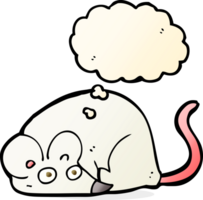 ratón blanco de dibujos animados con burbuja de pensamiento png