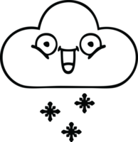 line drawing cartoon of a snow cloud png