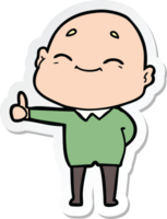 sticker of a happy cartoon bald man png