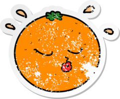 autocollant en détresse d'une orange de dessin animé png