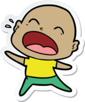 sticker of a cartoon shouting bald man png