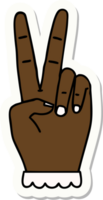 pegatina de un símbolo de paz gesto de mano con dos dedos png