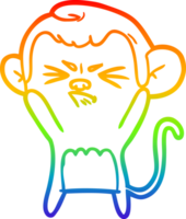 rainbow gradient line drawing of a cartoon angry monkey png