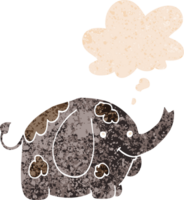 dessin animé l'éléphant avec pensée bulle dans grunge affligé rétro texturé style png