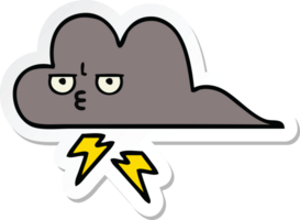 sticker of a cute cartoon storm cloud png