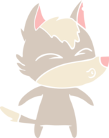 flat color style cartoon wolf whistling png