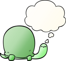 cute cartoon tortoise with thought bubble in smooth gradient style png