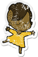 distressed sticker of a cartoon woman png