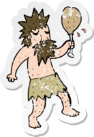 retro distressed sticker of a cartoon cave man png