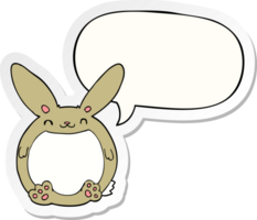 dessin animé lapin avec discours bulle autocollant png