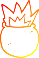 warm gradient line drawing of a cartoon exploding cauldron png