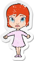 retro distressed sticker of a cartoon girl in dress png