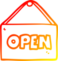 warm gradient line drawing of a cartoon open sign png