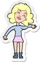 sticker of a cartoon woman only joking png